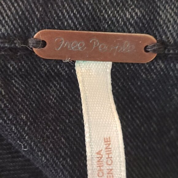 Free People Denim Jacket Layered Knit Hooded Dark Washed Women's Size Small - Picture 10 of 11